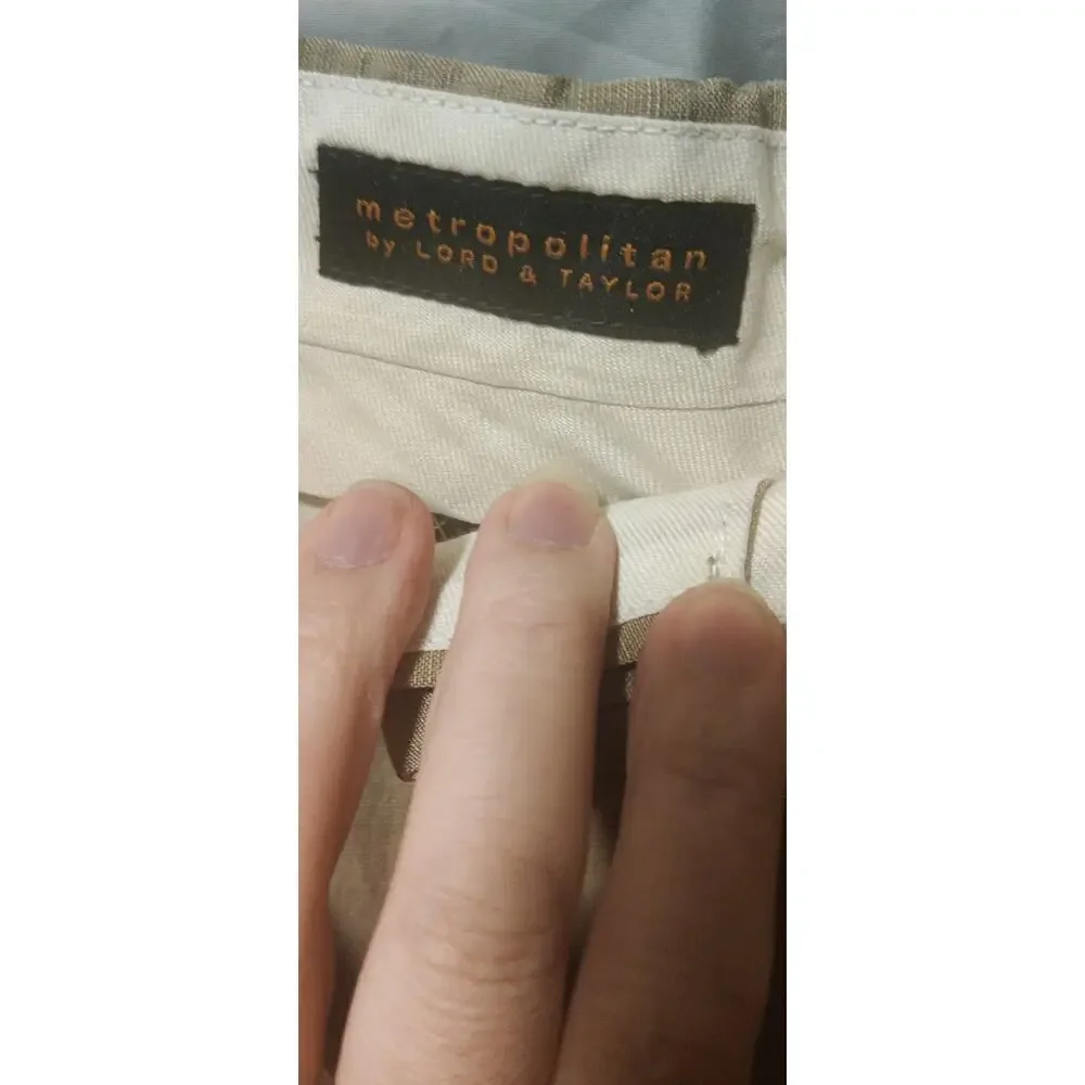 Lord & Taylor Metropolitan Linen Blend Relaxed Fit Trousers Dress Pants  Sz 38